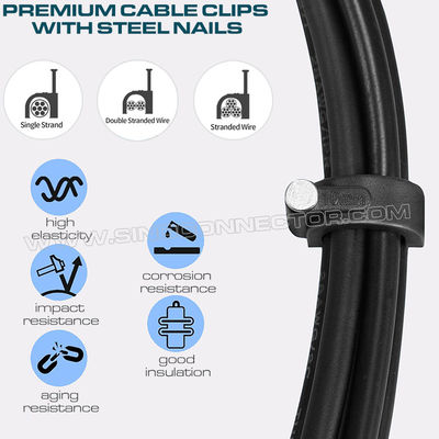 100pcs K-Type Black Cable Clips 4mm~32mm Round Cable Clips for RG6, RG59, RJ45 Coax Cable, Ethernet Cable, Phone Cable
