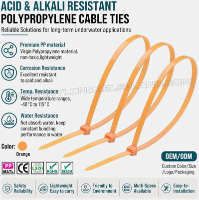 Polypropylene (PP) Cable Tie 3.6x200mm, Excellent Chemical, Acid & Alkali Resistance, Low Water Absorption, For Aquaculture Industry