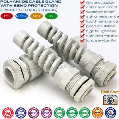 Pressacavi PG plastica con antiattorcigliamento, connettori per cavi a spirale nylon PG7~PG21 con antipiega