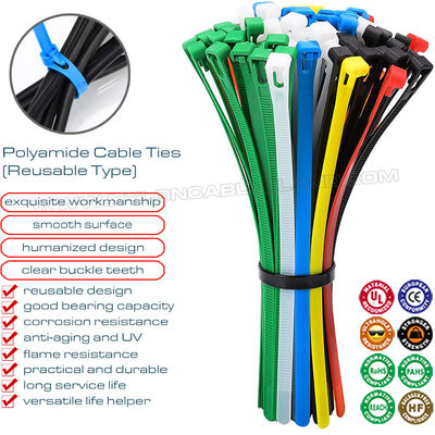 Fascetta riutilizzabile plastica 7.6x200mm, fascetta rilasciabile nylon PA 66, 94V-2 (50lbs) per gestione dei cavi