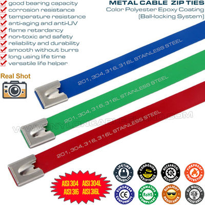 Fascette metalliche acciaio inox 304/316 con rivestimento epossidico poliestere 15mm x 400mm (800 libbre) per macchine