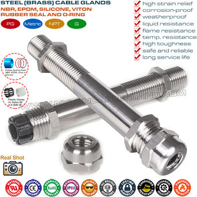 Pressacavo metallo fil lungo IP68, pressacavi passo PG e Metrici inox 304/316 con filettatura extra lunga (ultra lunga)