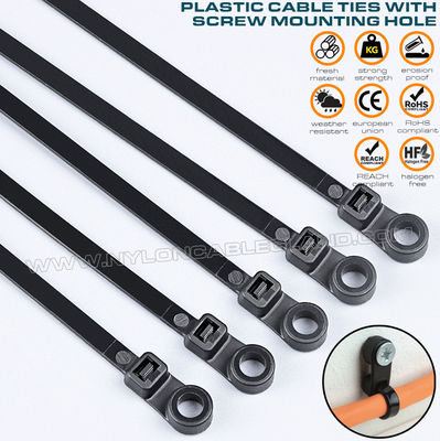 Fascetta fermacavo nylon (PA)6.6 con foro di montaggio rotondo 300mm x 4,8, fascetta in plastica con montaggio a vite (50 lbs) fascetta stringitubo con testa montabile per appendere oggetti