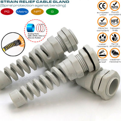 Pressacavo spirale /pressacavo antistrappo flessibile in nylon (poliammide) 6 PG11 IP68 per cavi da 5-10mm