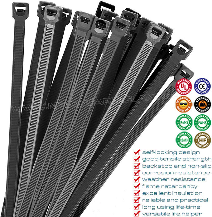 Fascetta cavi poliammide (PA) 66 300mm x 4,8, regolabile Ø3,5~80mm fascetta stringitubo/fascetta serrafili ​​in plastica nylon 66 (50 libbre) per interni ed esterni