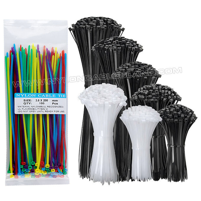 Fascette 200mmx3.6 fascetta fermacavo ​​plastica, fascetta nylon PA66 regolabile Ø3mm~50mm (40lbs/18kgs) per esterni