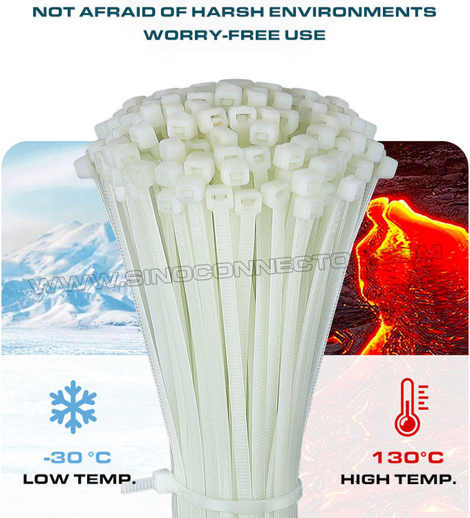 Fascetta serrafili resistente alle alte temperature PA66 azzurro 100mm x2,5 (18 LBS), fascetta stringitubo resistente al calore in nylon 66 bianco o nero 130°C per ambienti ostili