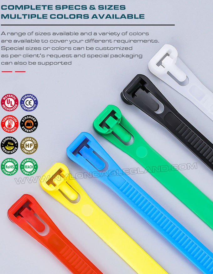 Fascetta stringitubo recuperabile poliammide 66 fascetta fermacavi 7.6 x 300mm e fascetta cavi ​​nylon 66 sganciabile con Resistenza alla trazione di 50 libbre per la gestione dei cavi