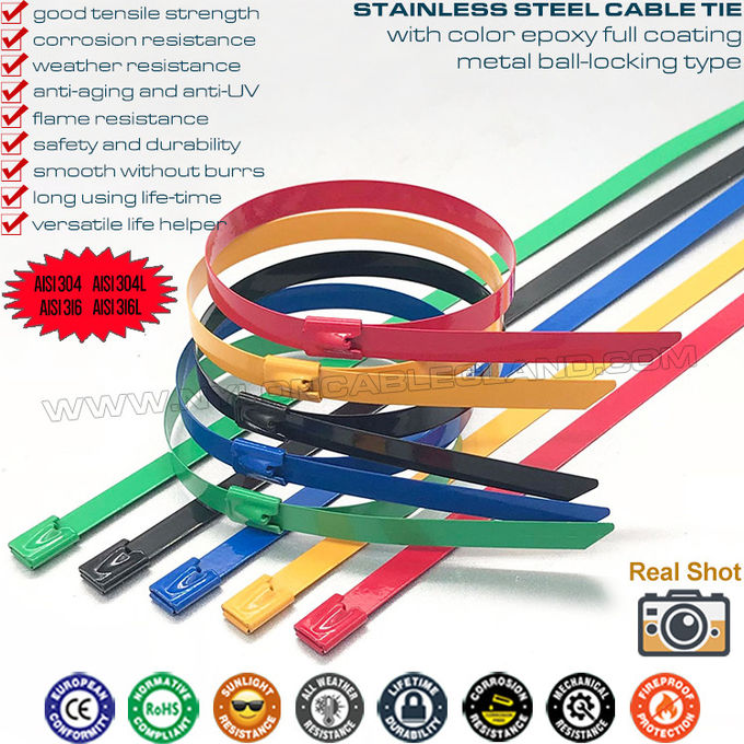 Fascetta acciaio inox 304/316 epossidica poliestere completamente rivestita 500mm x 7.9, fascetta serracavi metallica rivestita in plastica nylon (Ø13-128 mm, 380 libbre) per organizzare i cavi