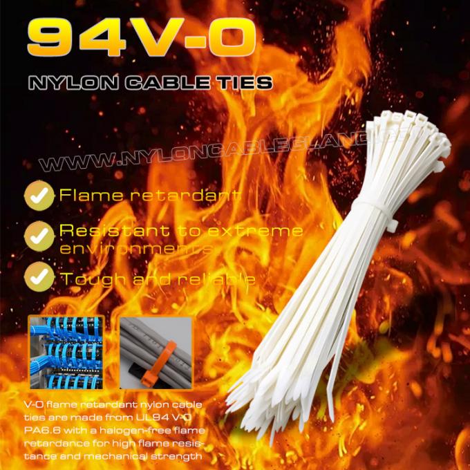 Fascetta stringicavo nylon 6.6 94V-0 150x3,6 mm, fascetta serrafili serracavi regolabile poliammide 6.6 ignifuga Ø3~35 mm per applicazioni ignifughe